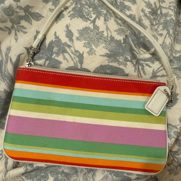 Vibrant Coach Striped Wristlet Clutch - Picture 3 of 3